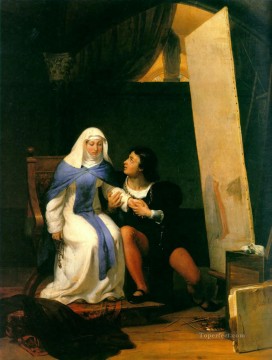  Delaroche Canvas - Filippo Lippo Falling in Love with his Model 1822 histories Hippolyte Delaroche